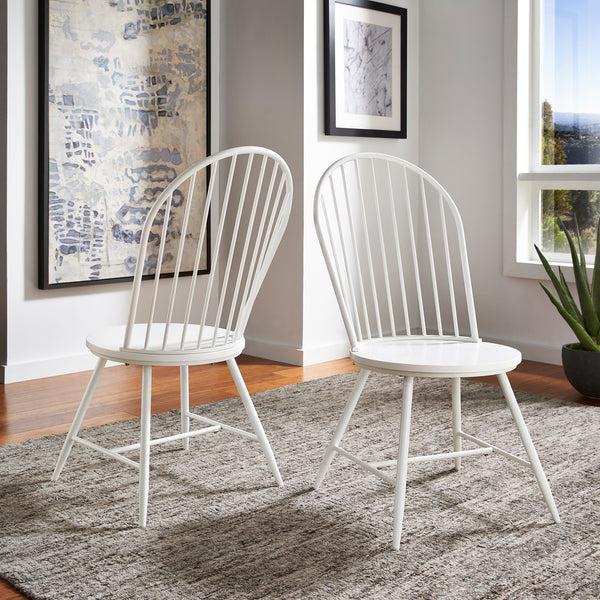 Hoop High Back Windsor Metal Side Chair with Wood Seat (Set of 2)