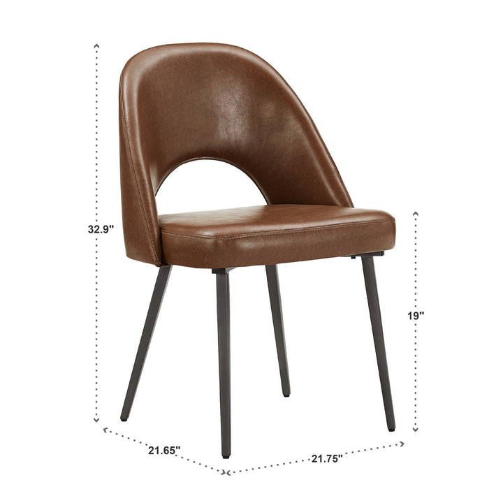 Upholstered Dining Chairs (Set of 2) - Brown PU Leather