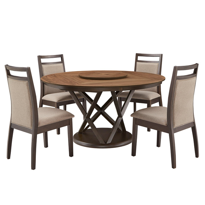 Two-Tone 5-Piece Dining Set with Lazy Susan