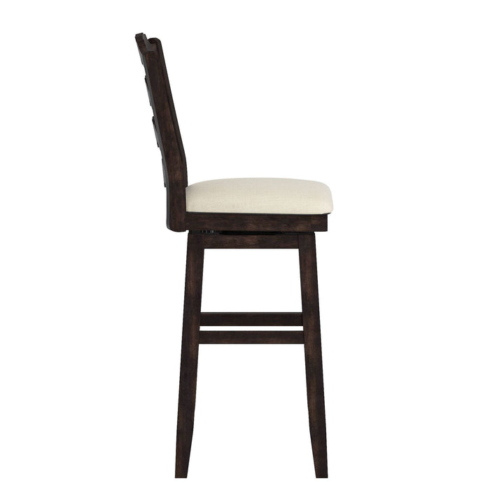 French Ladder Back Swivel Bar Stool - Antique Black Finish