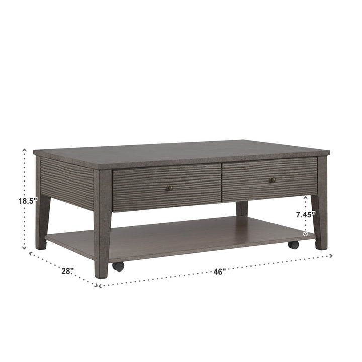 Antique Gray Finish Gray Fiber Cement Table with Self - Coffee Table