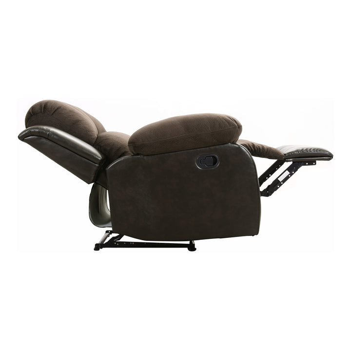 Cranley Chocolate Textured Plush Microfiber & Dark Brown Bi-Cast Vinyl Reclining Chair