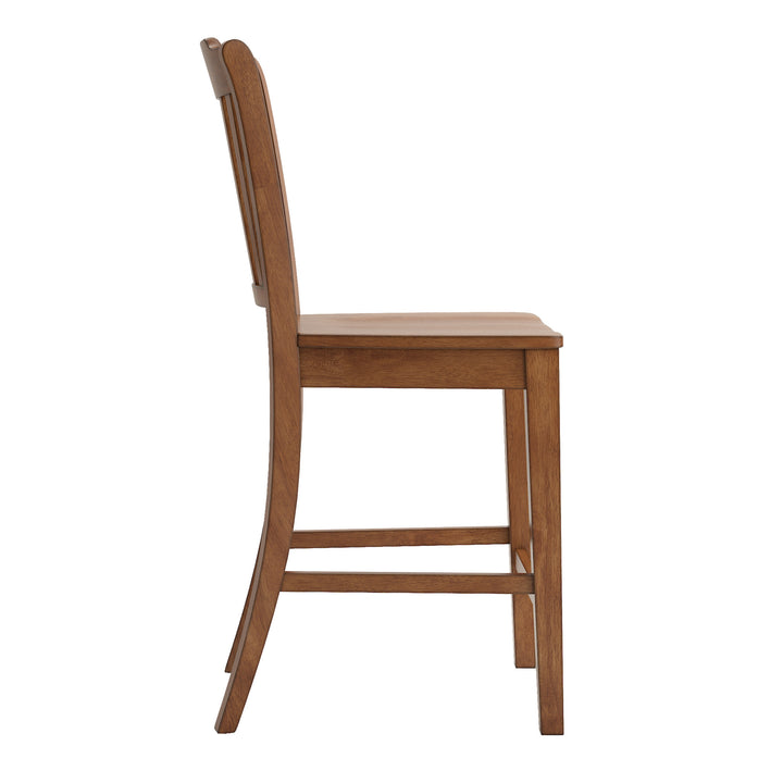 Slat Back Wood Counter Height Chairs (Set of 2) - Oak Finish