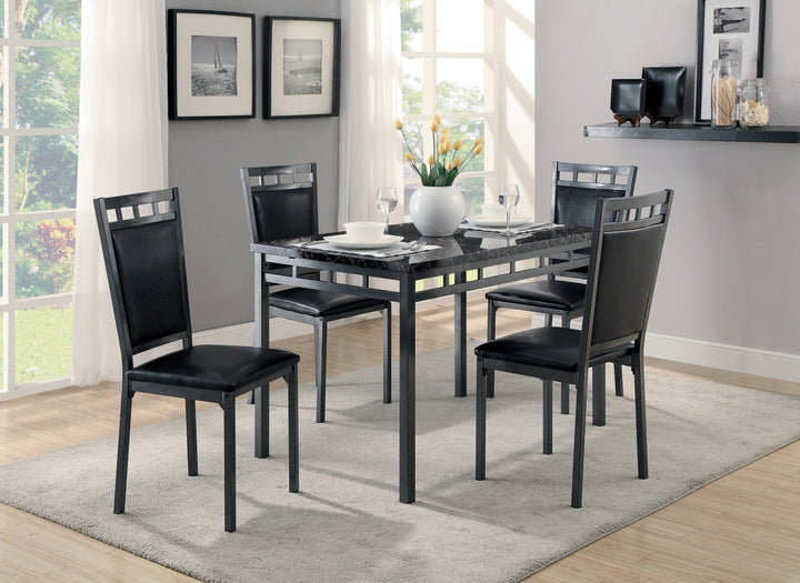 Olney Metal Frame 5Pc Pack Dinette Set with Faux Marble Top