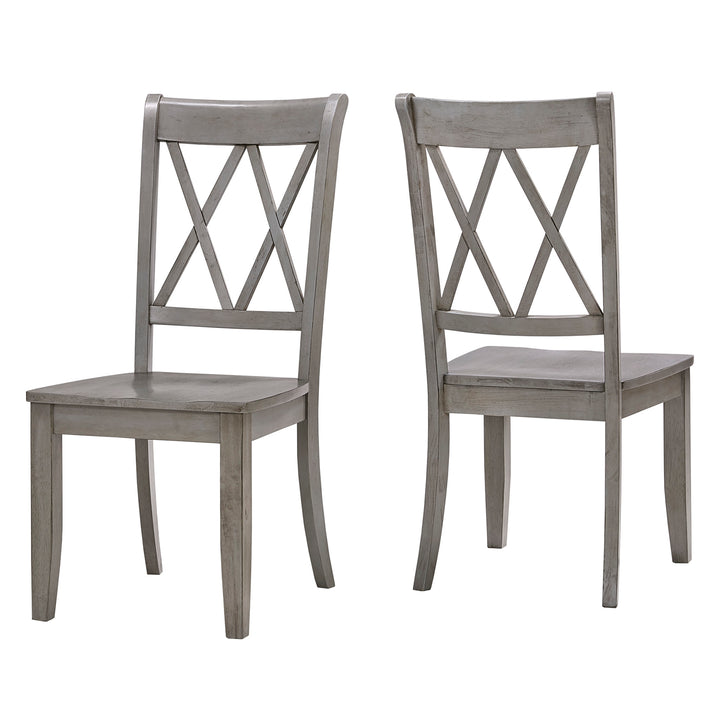 Double X Back Wood Dining Chairs (Set of 2) - Antique Grey Finish