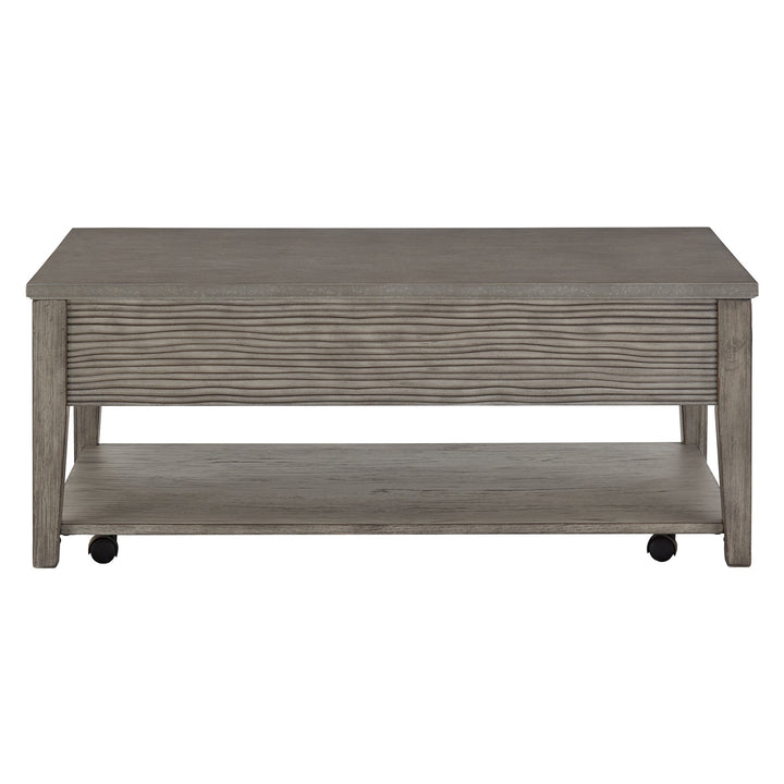 Antique Gray Finish Gray Fiber Cement Table with Self - Coffee Table