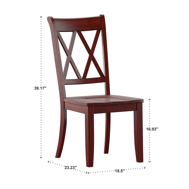 Double X Back Wood Dining Chairs (Set of 2) - Antique Berry Red Finish