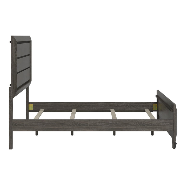 Transitional Gray Wood Panel Bed - Gray/Dark Gray, Full