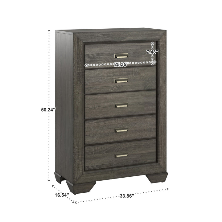 Grey Panel 5-Drawer Chest