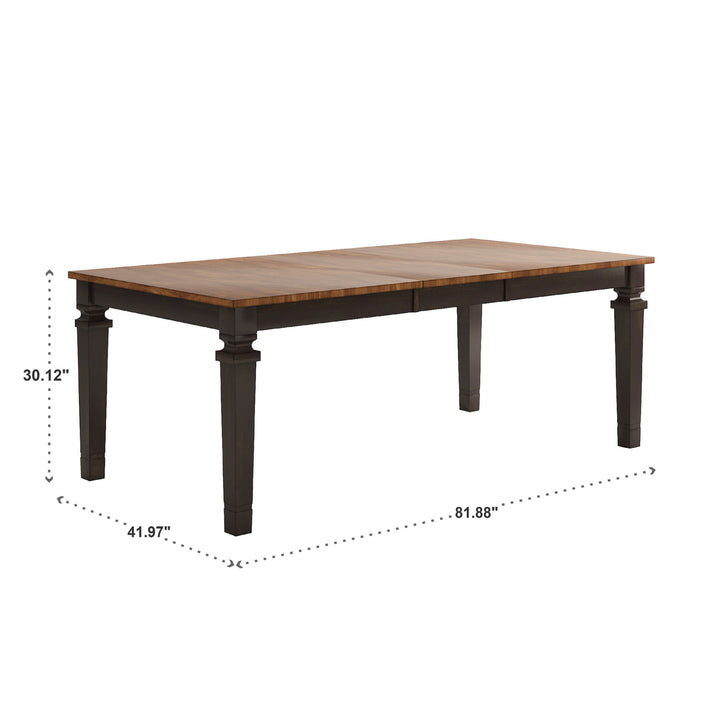 Solid Wood 64-82" Extendable Dining Table - Antique Black