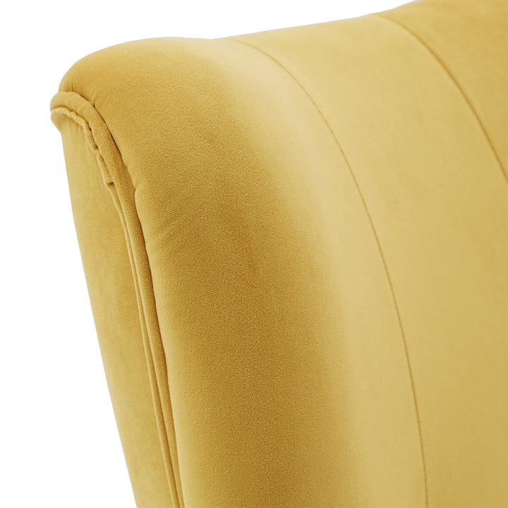 22.5" Wide Tufted Accent Chair - Yellow Velvet with Brown Legs