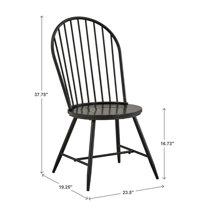 Hoop High Back Windsor Metal Side Chair with Wood Seat (Set of 2) - Black