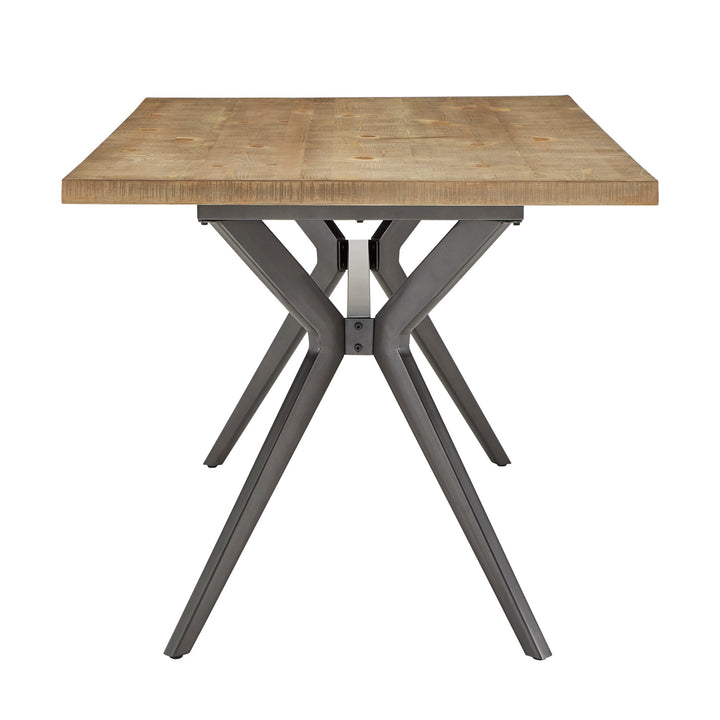 70" Iron Gray Metal Base 4-6 Person Dining Table - Light Pine Finish Top