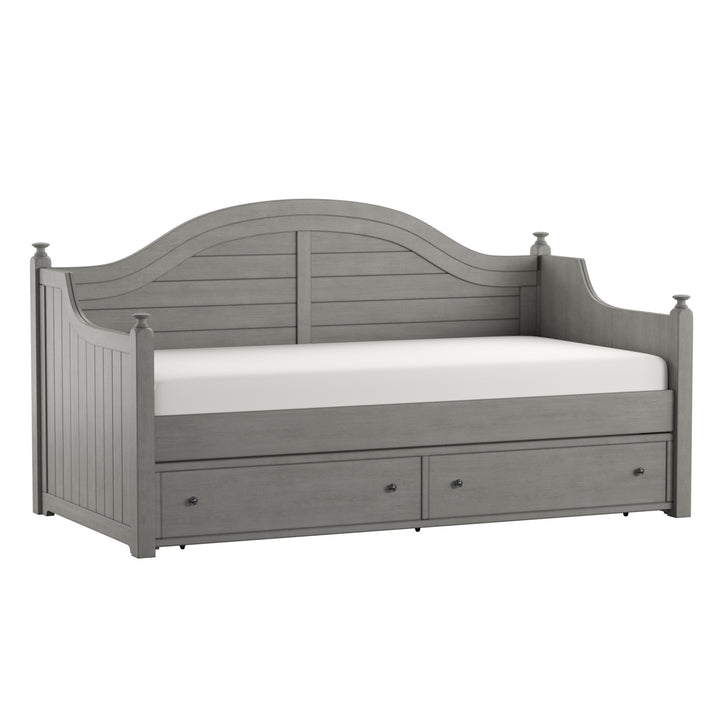 Traditional Paneled Wood Daybed - Antique Grey, With Trundle