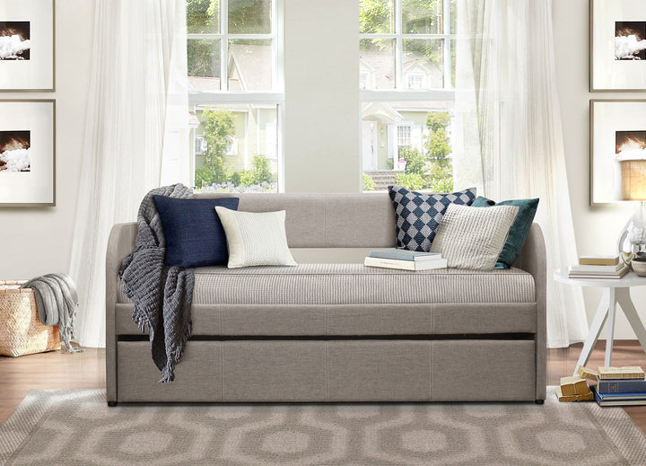 Daybed with Trundle - Gray Fabric - Gray Fabric