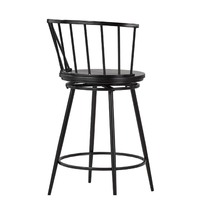 Windsor Swivel Counter Stools with Low Back (Set of 2) - Black