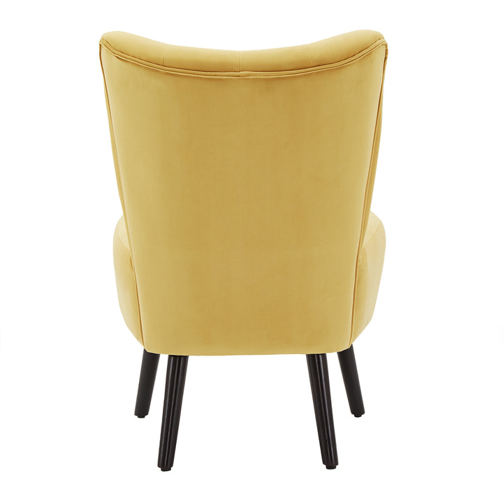 22.5" Wide Tufted Accent Chair - Yellow Velvet with Brown Legs