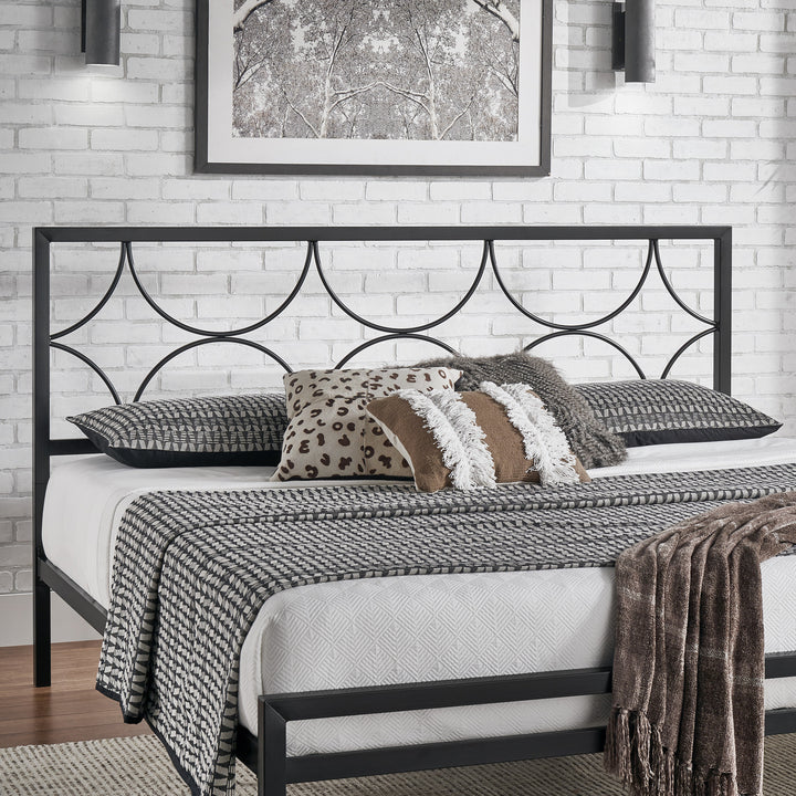 Metal Platform Bed with Twinkling Star Headboard - Black, King