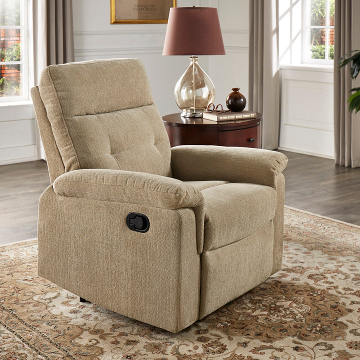 Chenille Fabric Manual Recliner - Tan