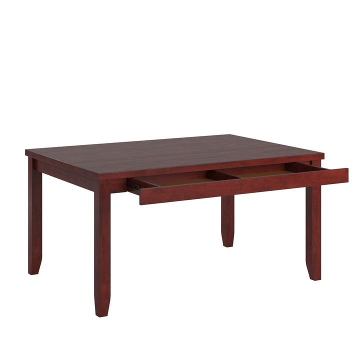 Solid Wood Rectangular Dining Table with Two Drawers - Antique Berry