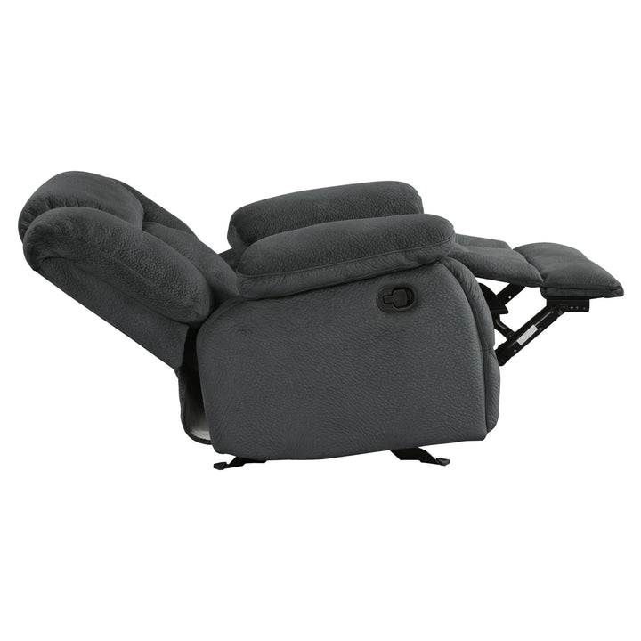 Laurelton Charcoal Textured Plush Microfiber Glider Reclining Chair