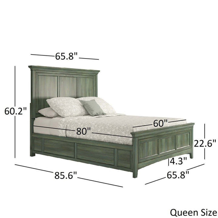 Wood Panel Platform Bed - Antique White, Queen