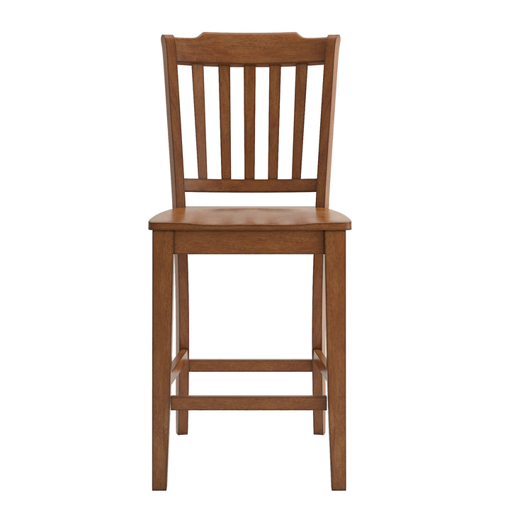 Slat Back Wood Counter Height Chairs (Set of 2) - Oak Finish