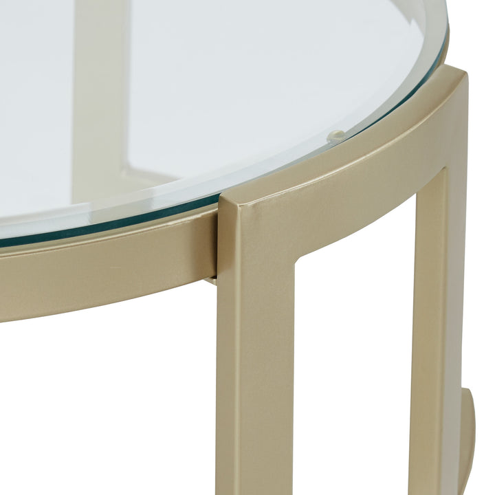 48" Console Table - Matte Gold Finish, Clear Glass Top