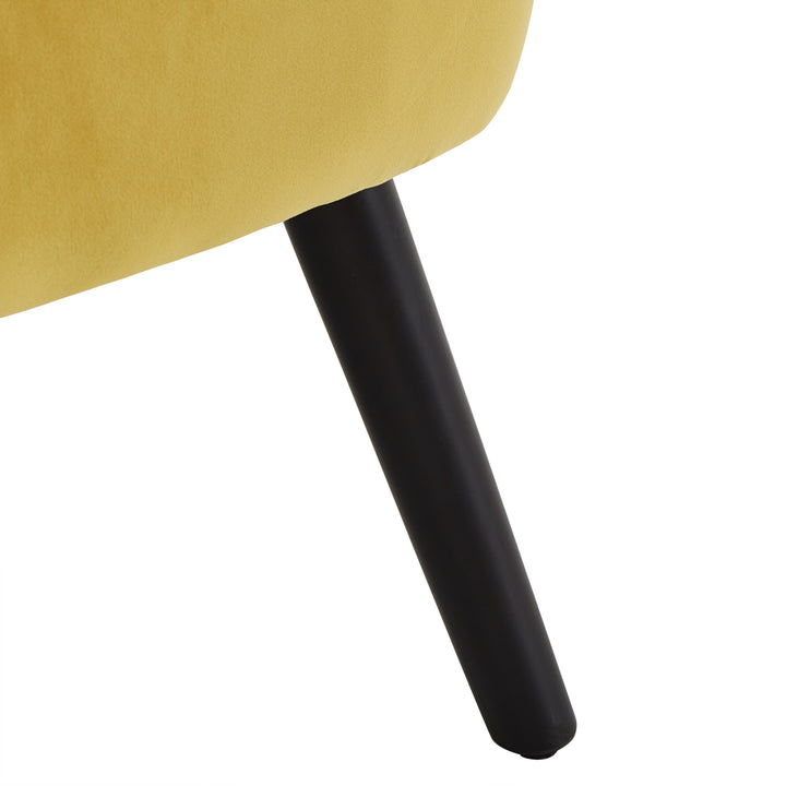 22.5" Wide Tufted Accent Chair - Yellow Velvet with Brown Legs