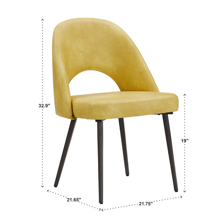 Upholstered Dining Chairs (Set of 2) - Yellow PU Leather