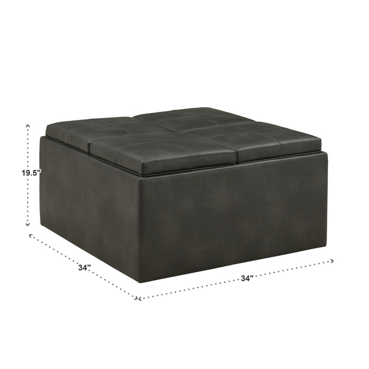 Storage Ottoman - Gray Faux Leather