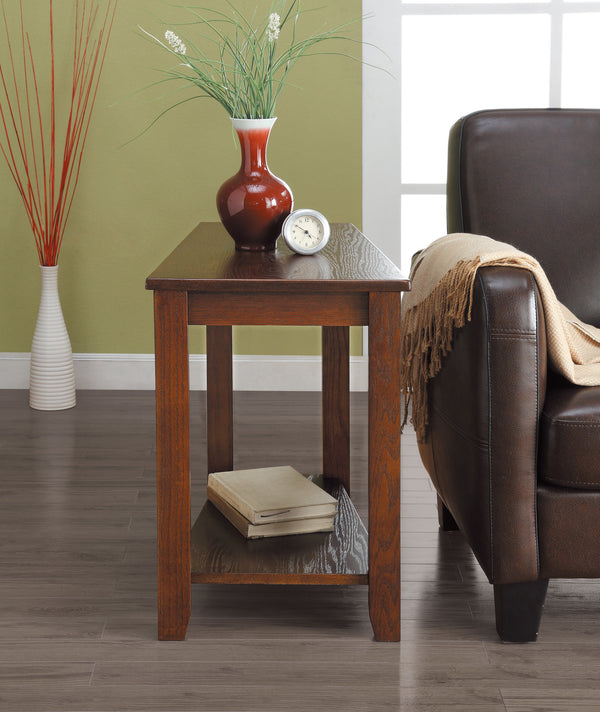 Elwell Espresso Finish Wedged Chairside Table