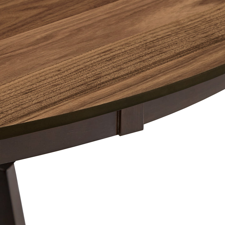 Two-Tone Espresso and Walnut Dining Table with Lazy Susan