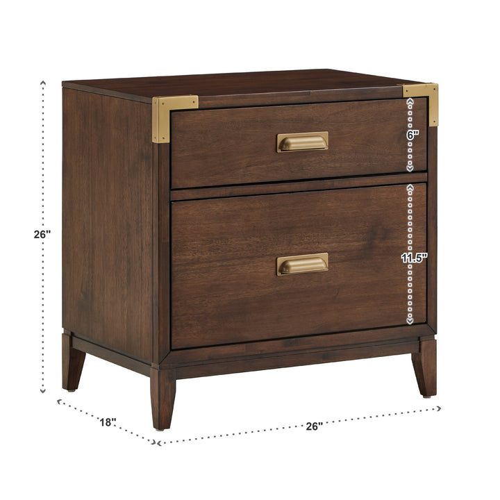 26" Wide 2 - Drawer Campaign Nightstand