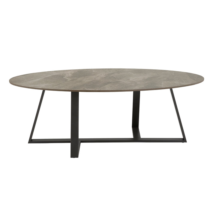 Glossy Sintered Stone with Gray Metal Base Table - Coffee and End Table Set