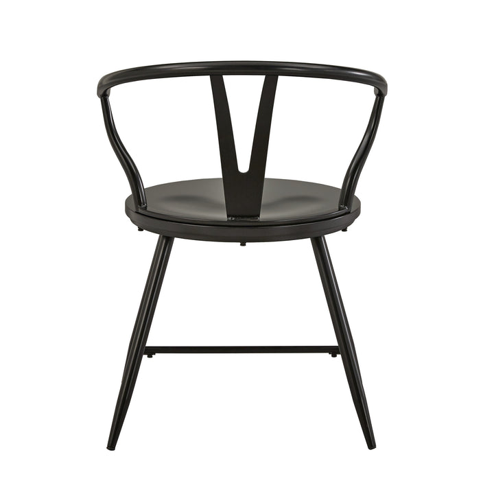 Wishbone Back Metal Side Chair with Wood Seat (Set of 2) - Black