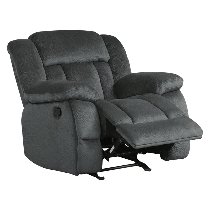 Laurelton Charcoal Textured Plush Microfiber Glider Reclining Chair