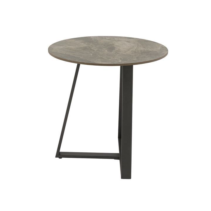 Glossy Sintered Stone with Gray Metal Base Table - Coffee and End Table Set