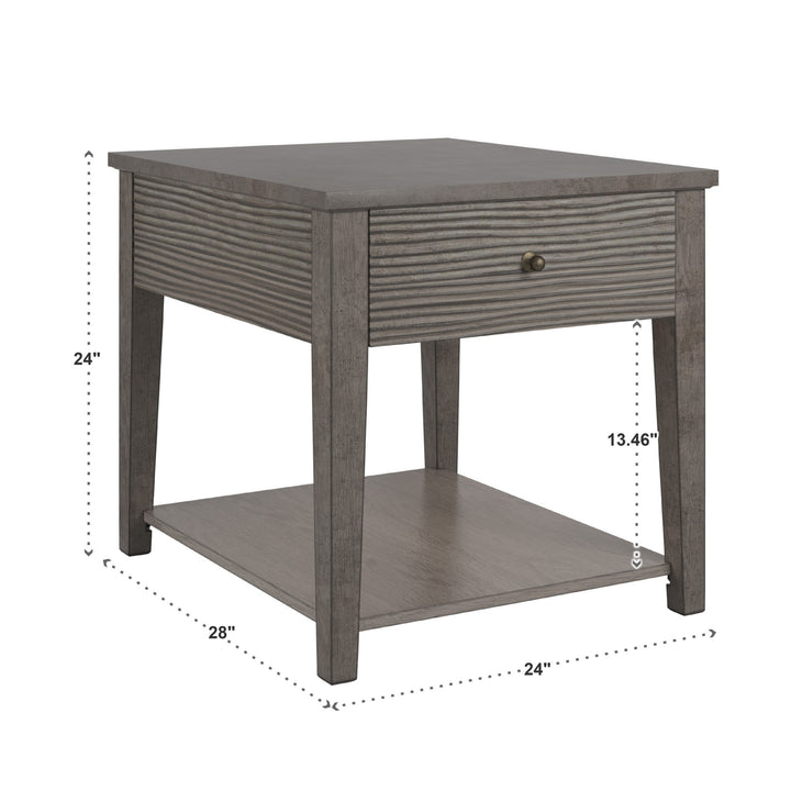 Antique Grey Finish Grey Fiber Cement Table with Self - End Table