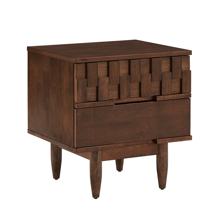 Mid-Century Brown Finish 2-Drawer Nightstand