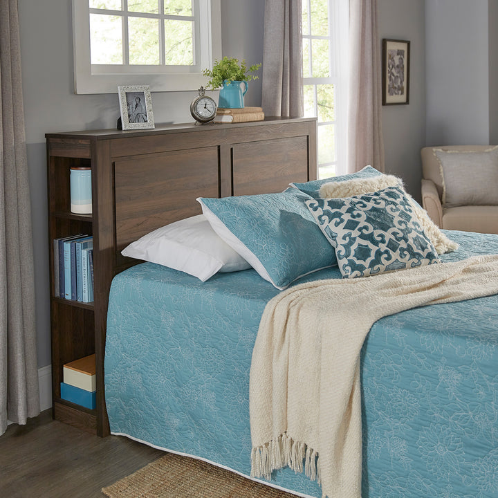 Walnut Finish Full Storage Headboard - Full