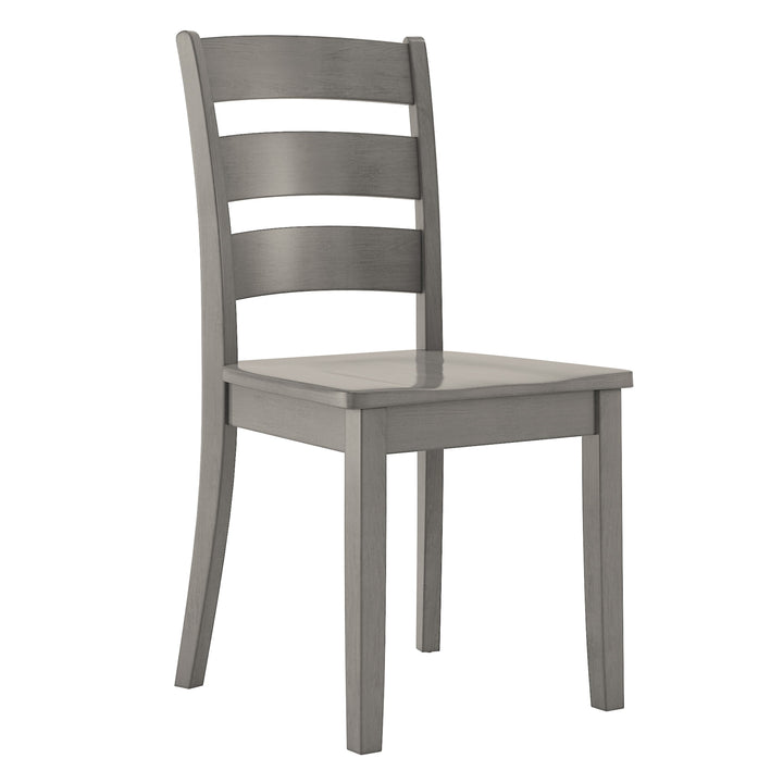 Two-Tone Round 5-Piece Dining Set - Antique Gray Finish, Ladder Back Chairs