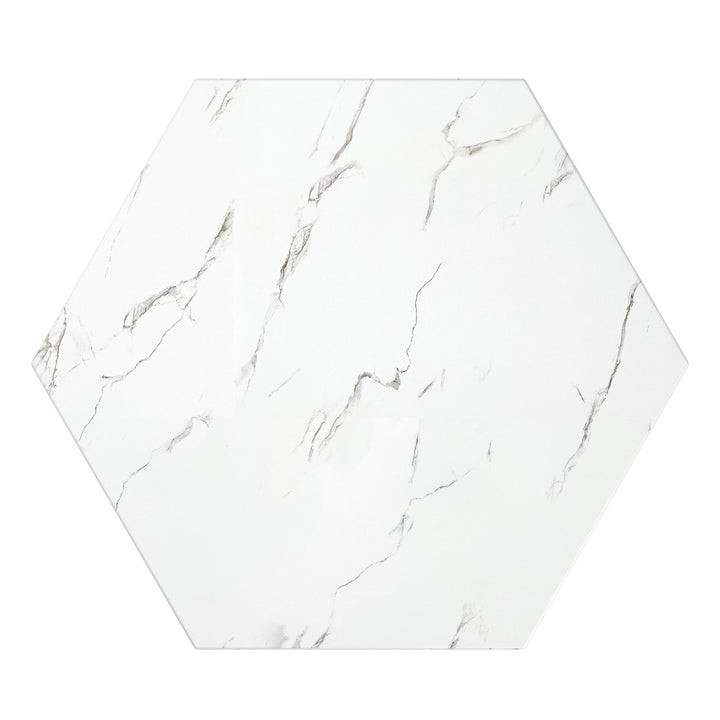 Faux Marble Table - White, Hexagon, End and Coffee Table Set