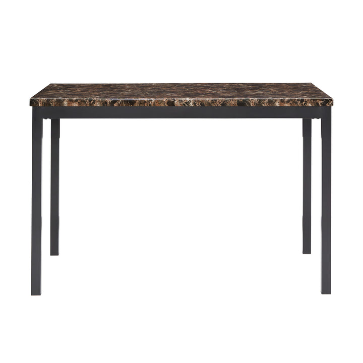 4-Person 48" Wide Faux Marble Top Dining Table - Black Finish with Brown Faux Marble