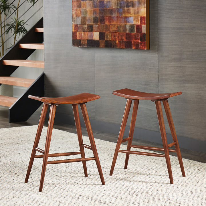 Solid Wood 24" Counter Stool (Set of 2) - Oak Finish