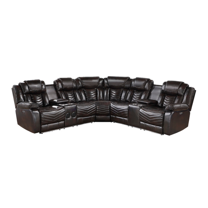 3-Piece Power Reclining Sectional with Consoles, Speakers, Subwoofer and LED Lighting