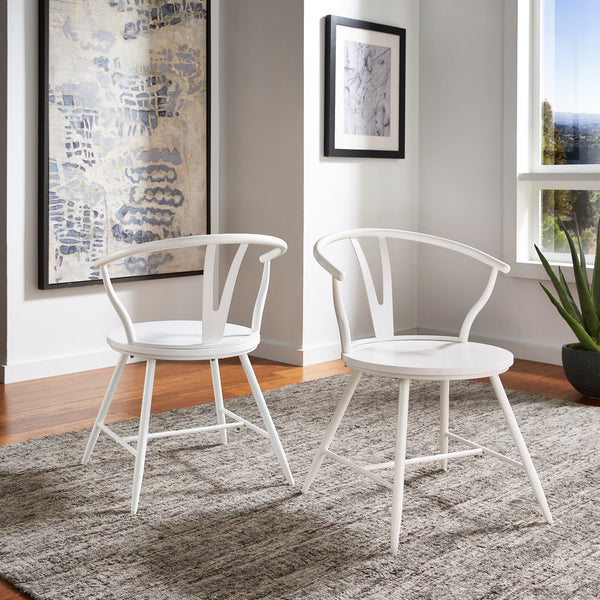 Wishbone Back Metal Side Chair with Wood Seat (Set of 2)