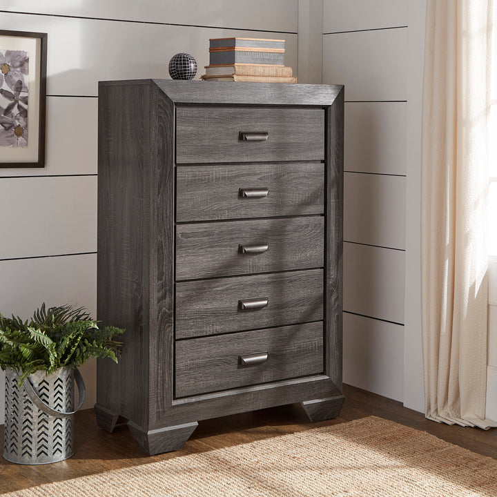 Grey Panel 5-Drawer Chest