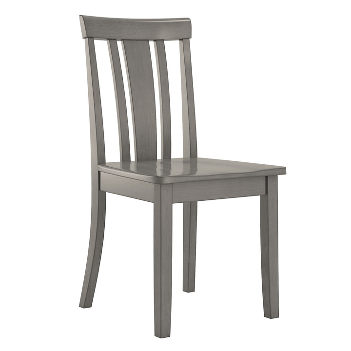 Two-Tone Round 5-Piece Dining Set - Antique Gray Finish, Slat Back Chairs