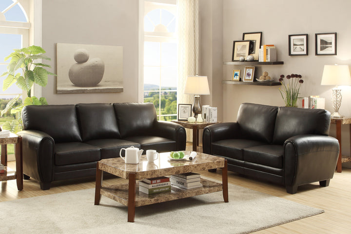 Rubin Black Bonded Leather Sofa